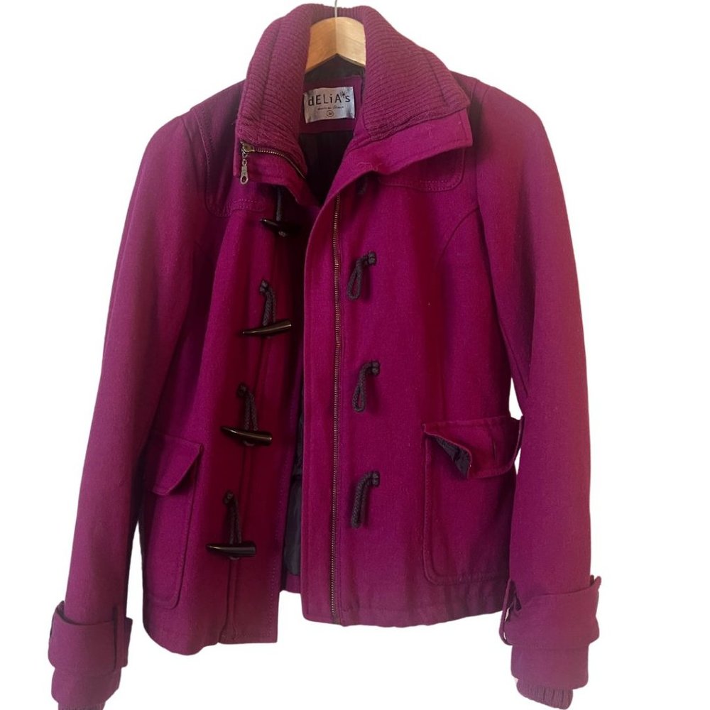 Delia's Fuchsia Toggle Duffle Coat - Size S  🍂
